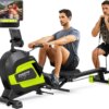 A foldable rowing machine, ideal for home workouts, providing a full-body exercise experience