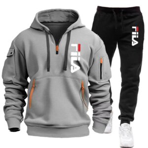 Men hooded tracksuit set pullover hoodie pants