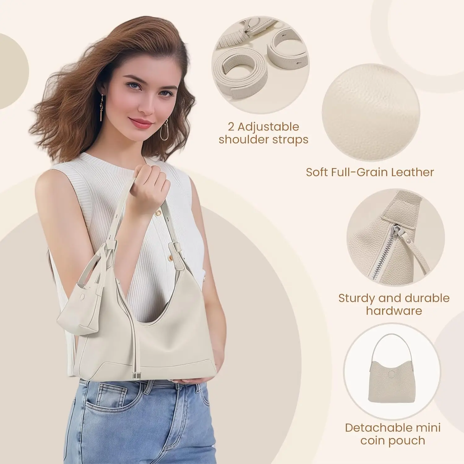 Leather Hobo Bag — Stylish & Versatile for Women - Image 4