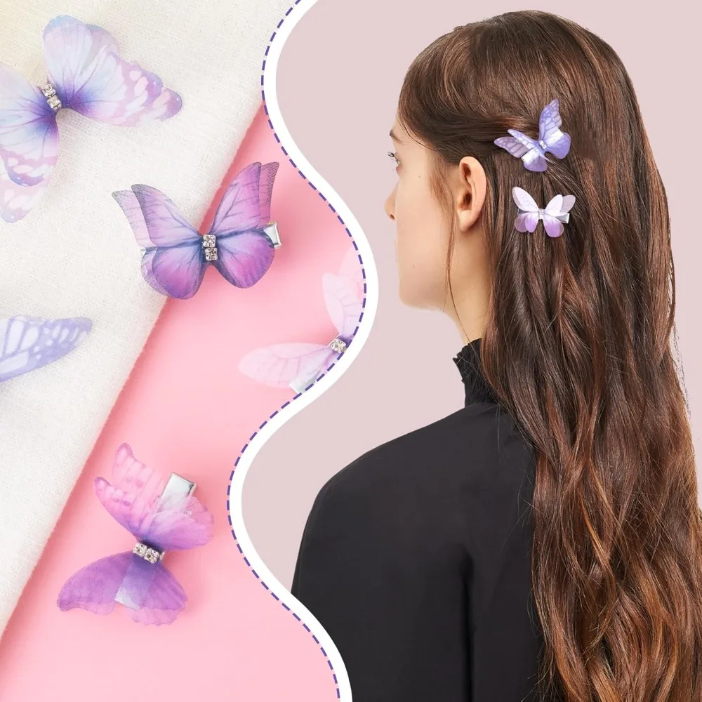 5pcs Butterfly Hair Clips with Rhinestones - Image 3