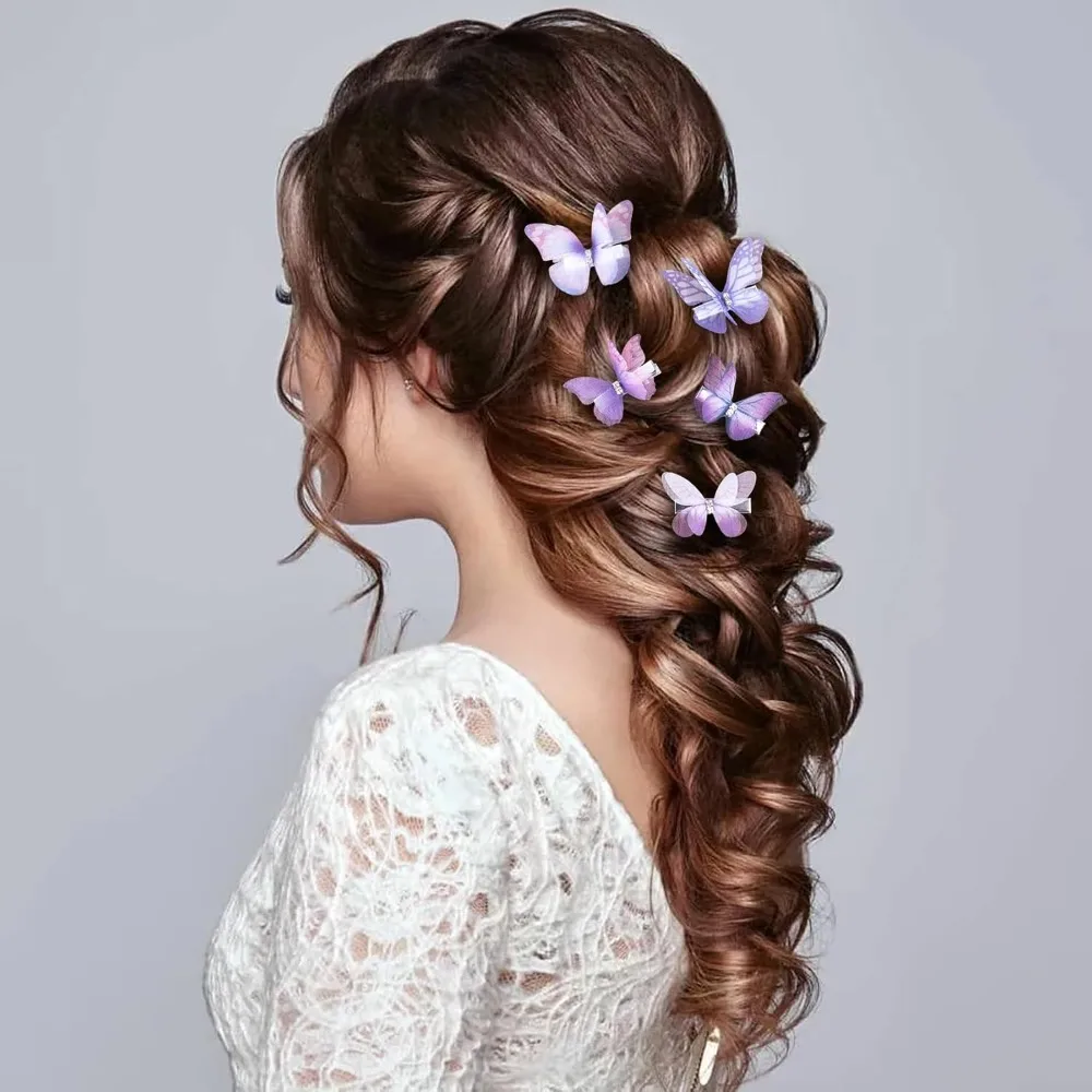 5pcs Butterfly Hair Clips with Rhinestones - Image 5