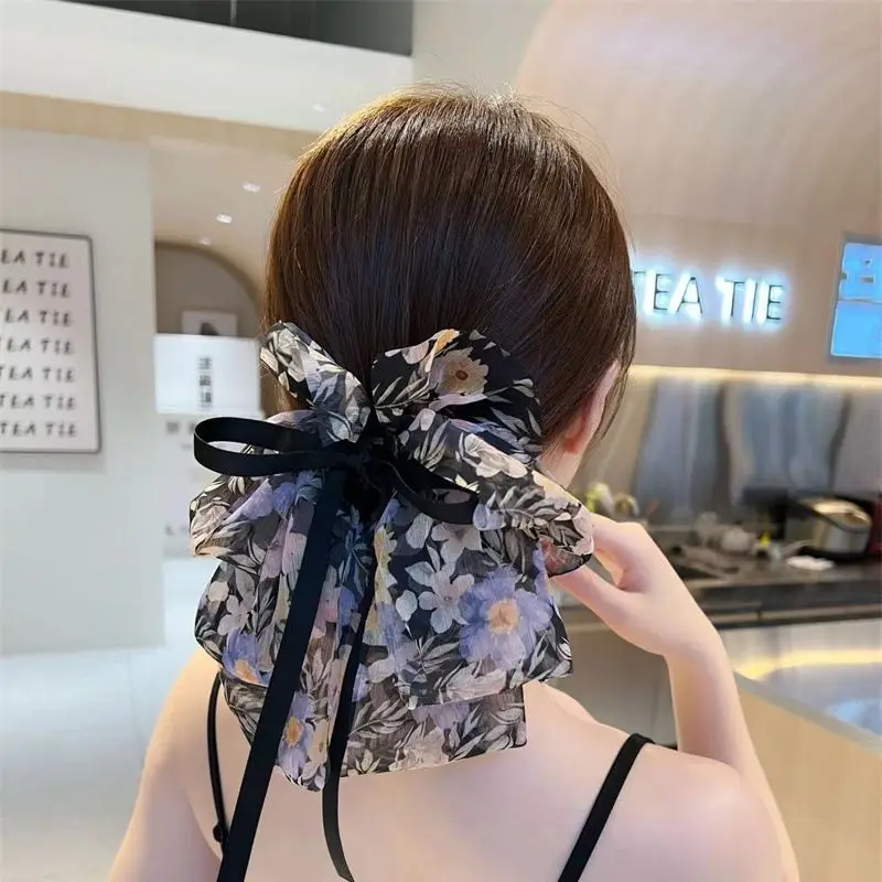 Mesh Ribbon Bow Hair Claw Clip – Elegant Horsetail Hair Accessory - Image 2
