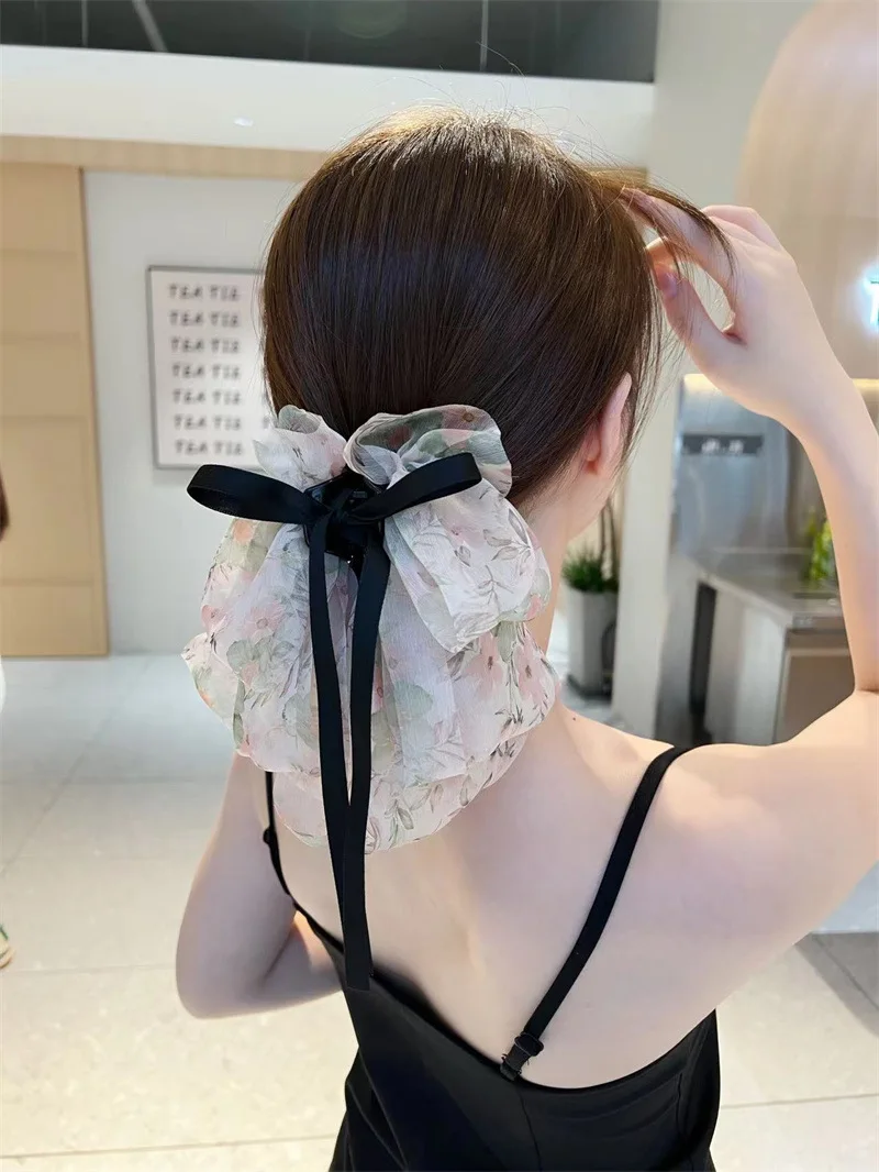 Mesh Ribbon Bow Hair Claw Clip – Elegant Horsetail Hair Accessory - Image 6