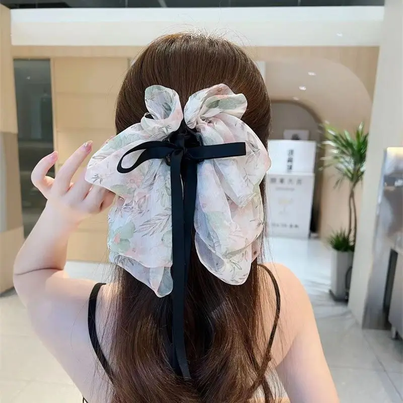 Mesh Ribbon Bow Hair Claw Clip – Elegant Horsetail Hair Accessory - Image 4