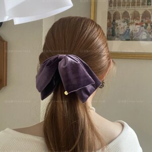 Purple Velvet Bow Hair Claw