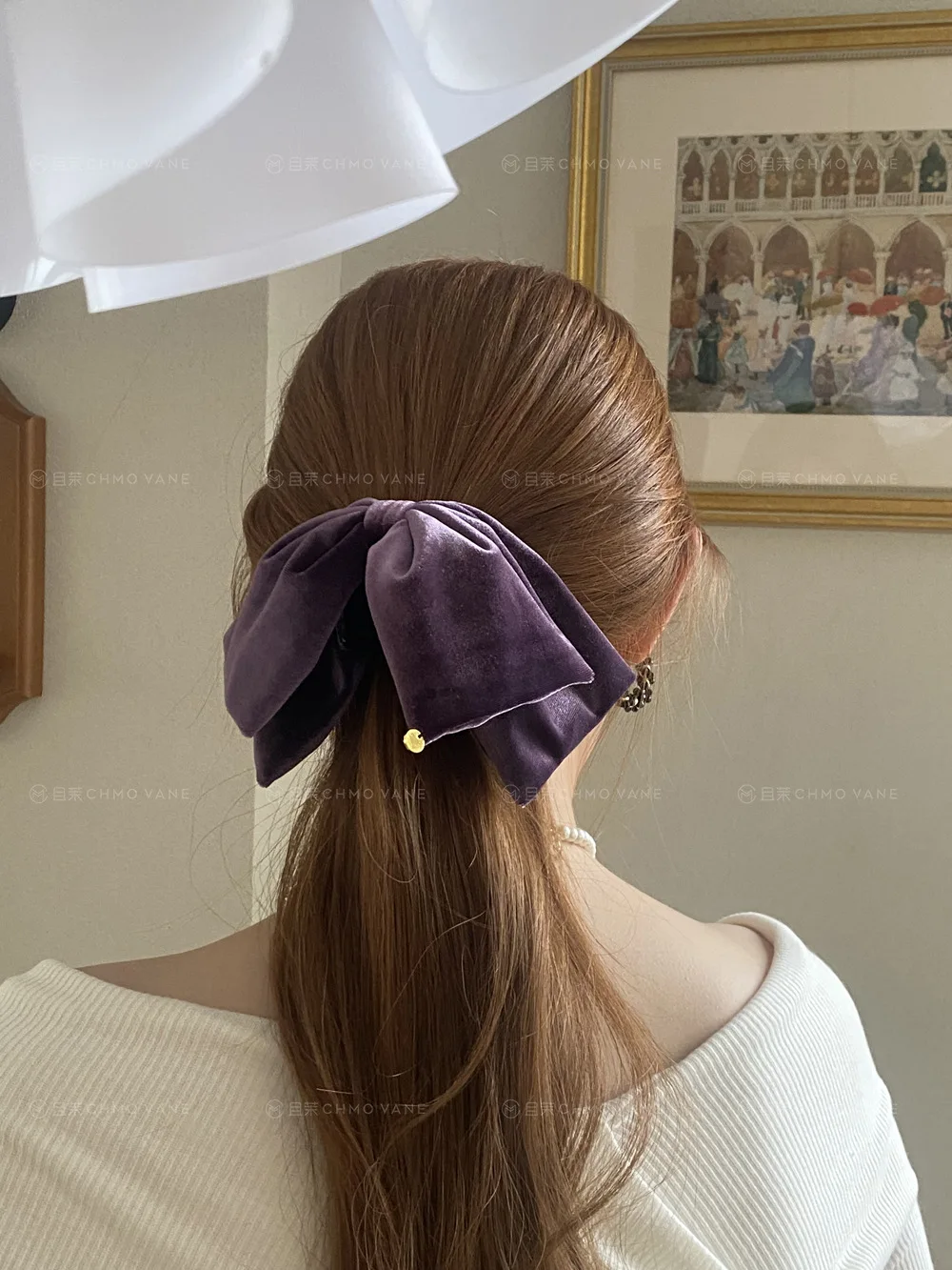 Purple Velvet Bow Hair Claw