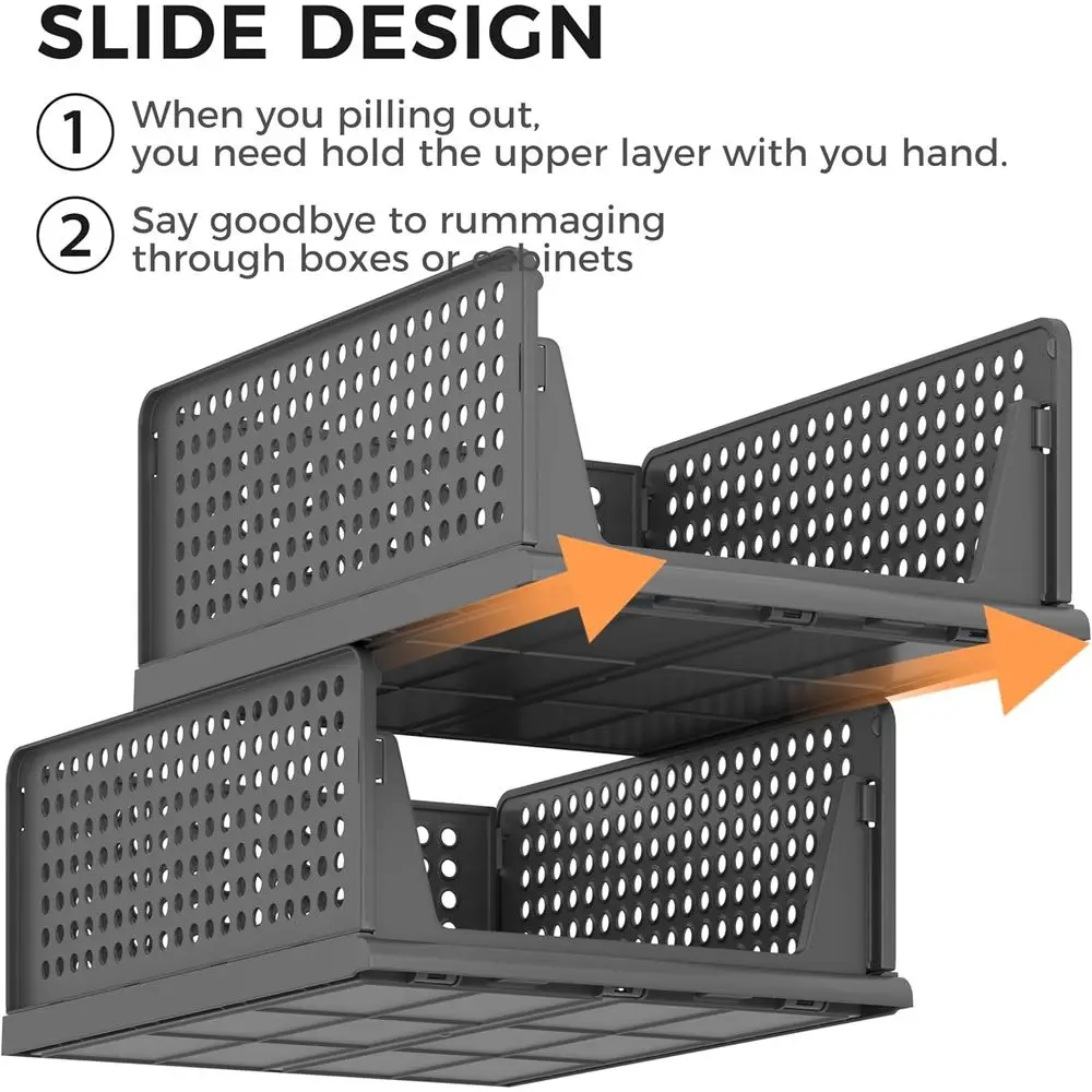 8 Pack Closet Organizers and Storage Plastic Stackable Storage Bins, Foldable Drawer Shelf Storage Container for Wardrobe Kitche 8 Pack Closet Organizers and Storage Plastic Stackable Storage Bins, Foldable Drawer Shelf Storage Container for Wardrobe Kitche