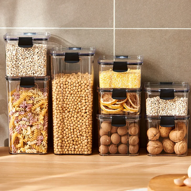 Airtight Sealed Storage Jars for grains, rice, flour, sugar, cereal, pasta, and pantry food organization with moisture-proof lids.