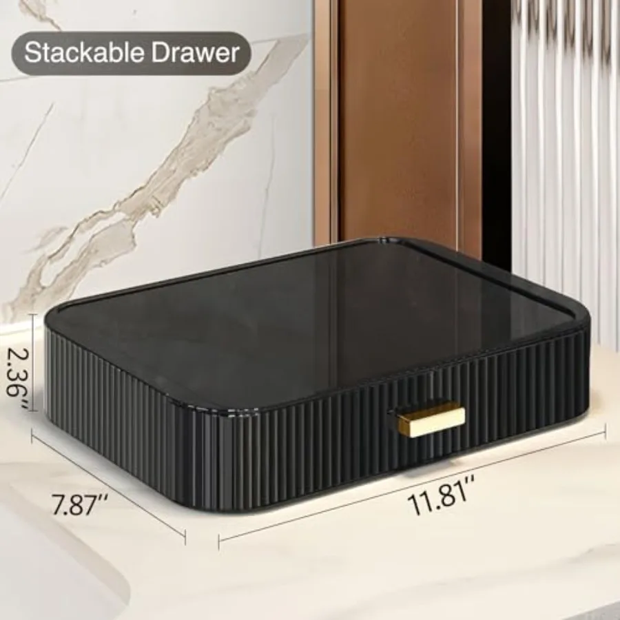 Cosmetic organizer with storage drawers for eyeshadow palettes and skincare