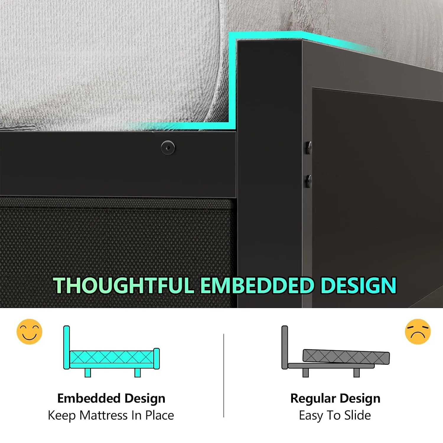 Full Platform Bed with 8 Drawers Storage Headboard LED Lights Charging Station Under Bed Storage No Box Spring, Customized