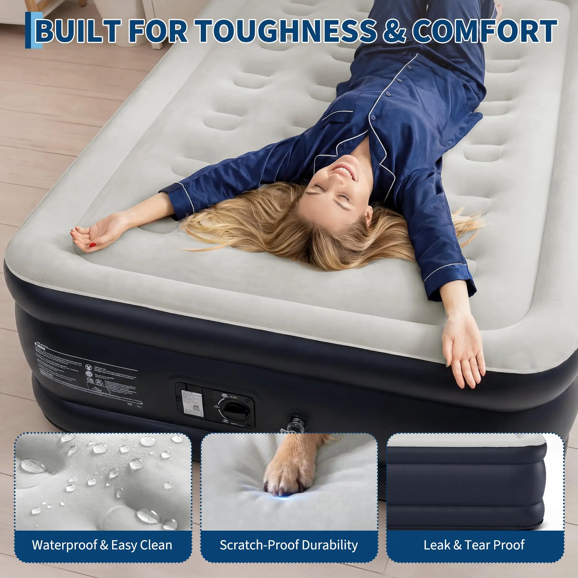 Twin Queen Air Mattress with Built-in Pump - Image 3